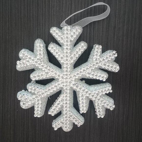 WINTER WONDER LANE SHIMMER COLLECTION SILVER GLITTER RHINESTONE FOAM SNOWFLAKES - Picture 2 of 2
